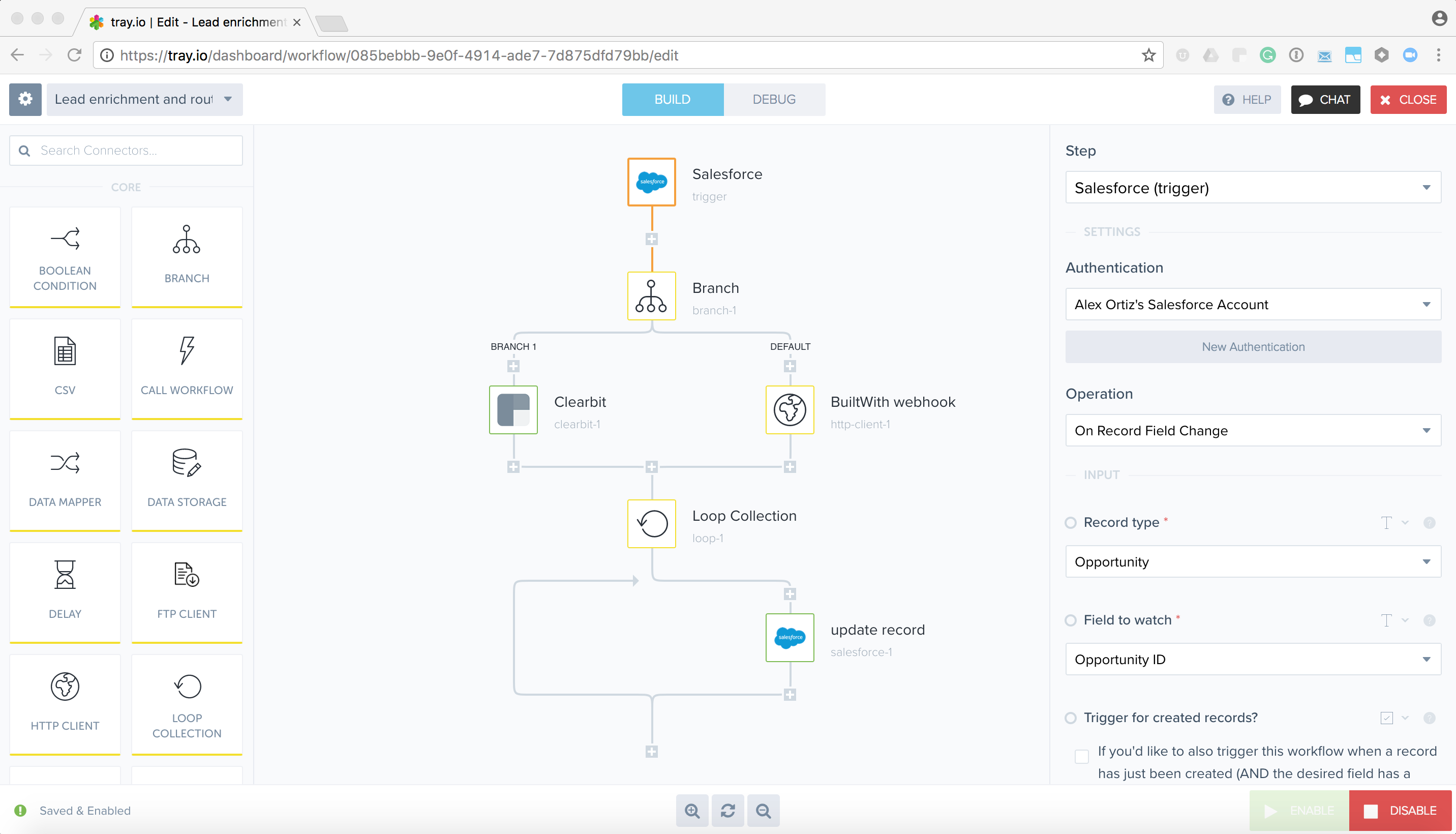 illustration of building a Tray.io workflow