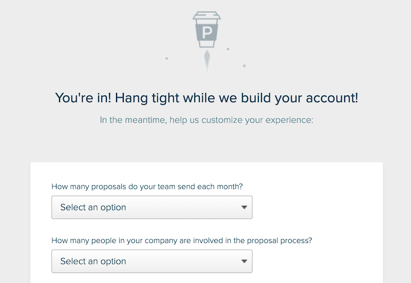 signup questions for Proposify