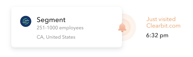 Clearbit Reveal Sales Alerts example