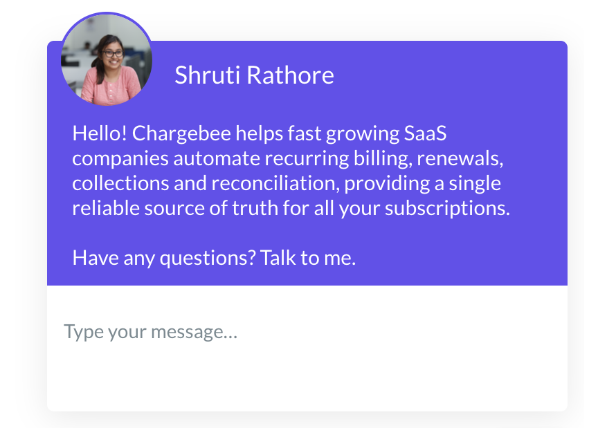 personalized chat from chargebee