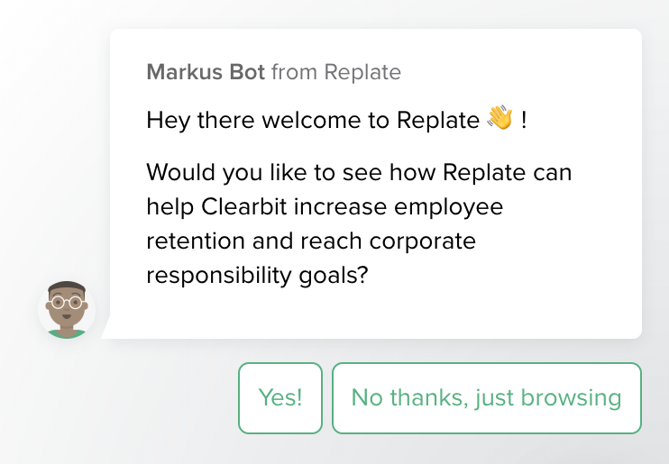 personalized welcome chat from replate