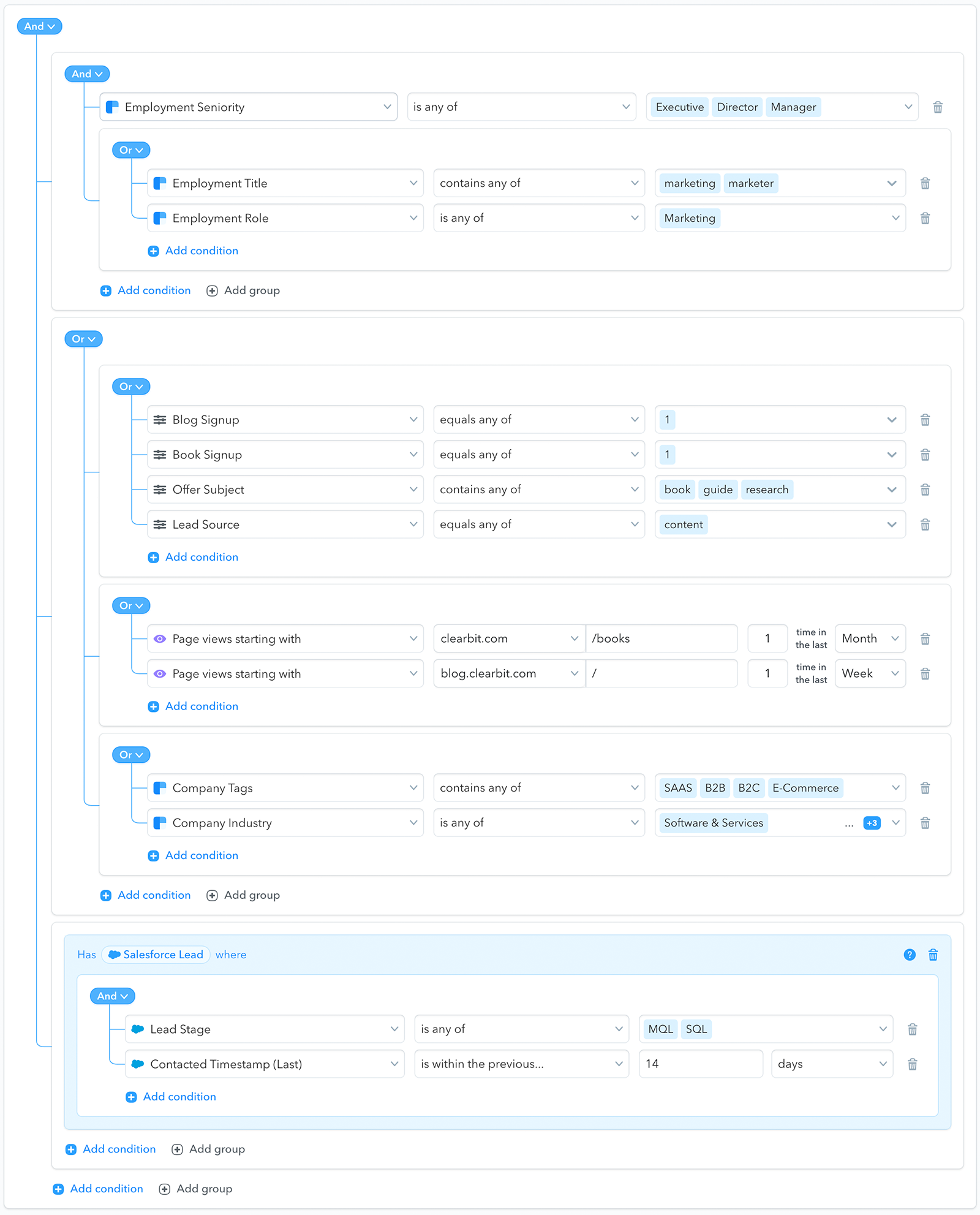 Clearbit Advertising example segment