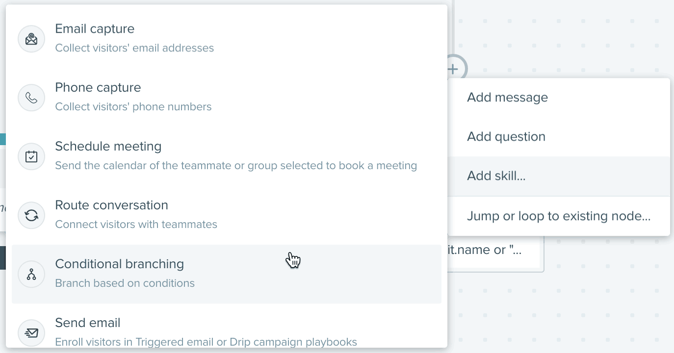 conditional branch to route live chat based on online status