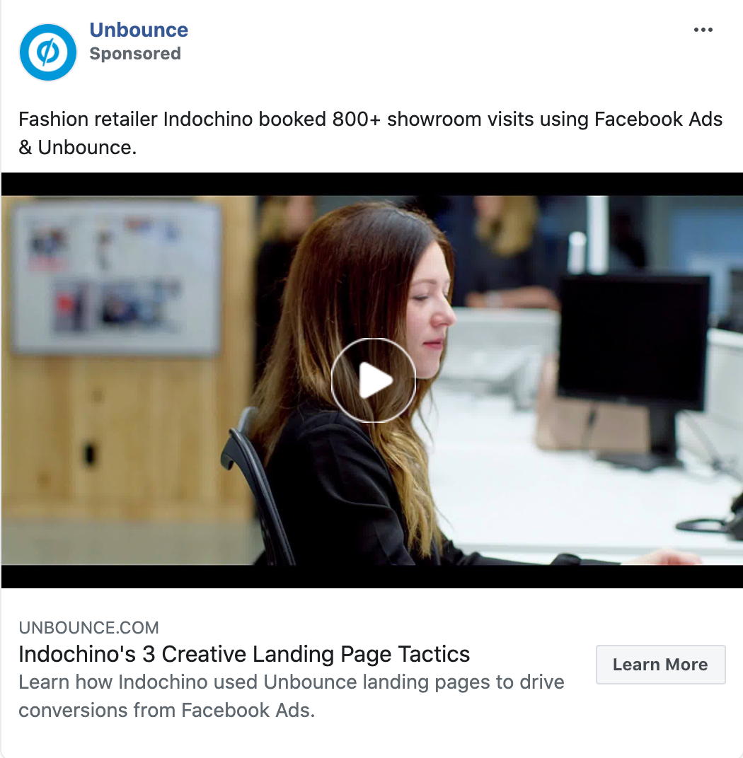 Unbounce social proof ad example