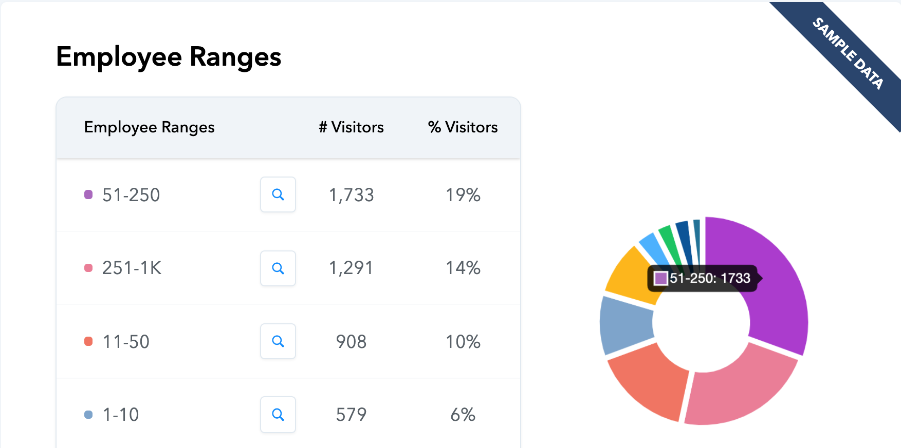 visitor tracking report showing firmographic traffic analytics