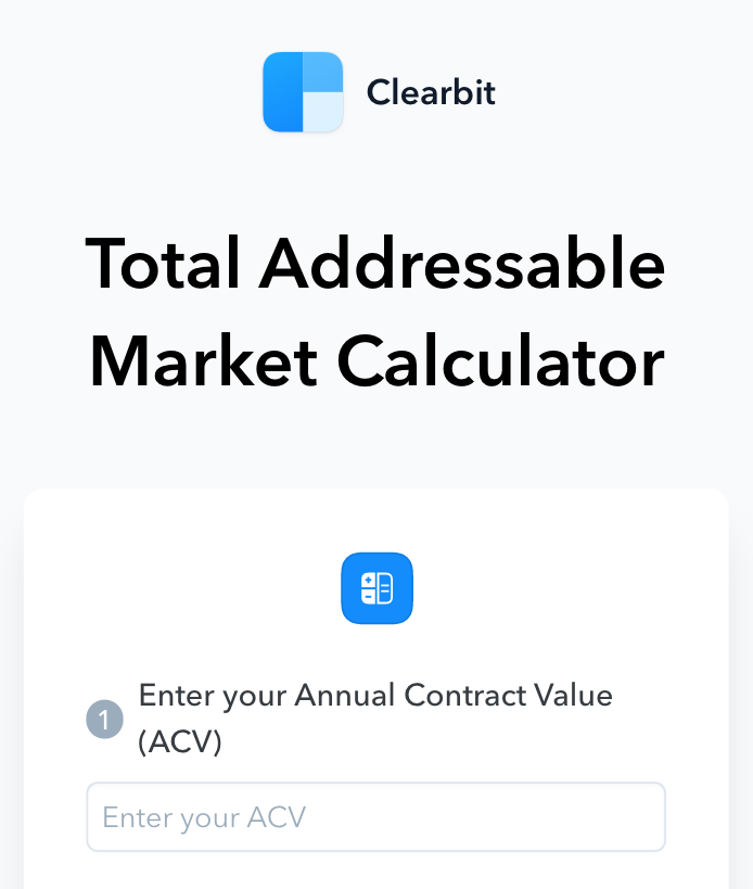 Clearbit free Total Addressable Market Calculator