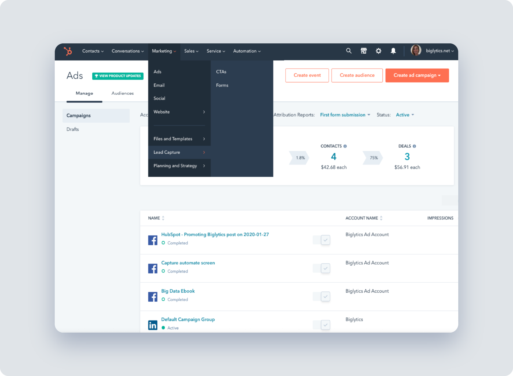 screenshot of hubspot
                                                                                  