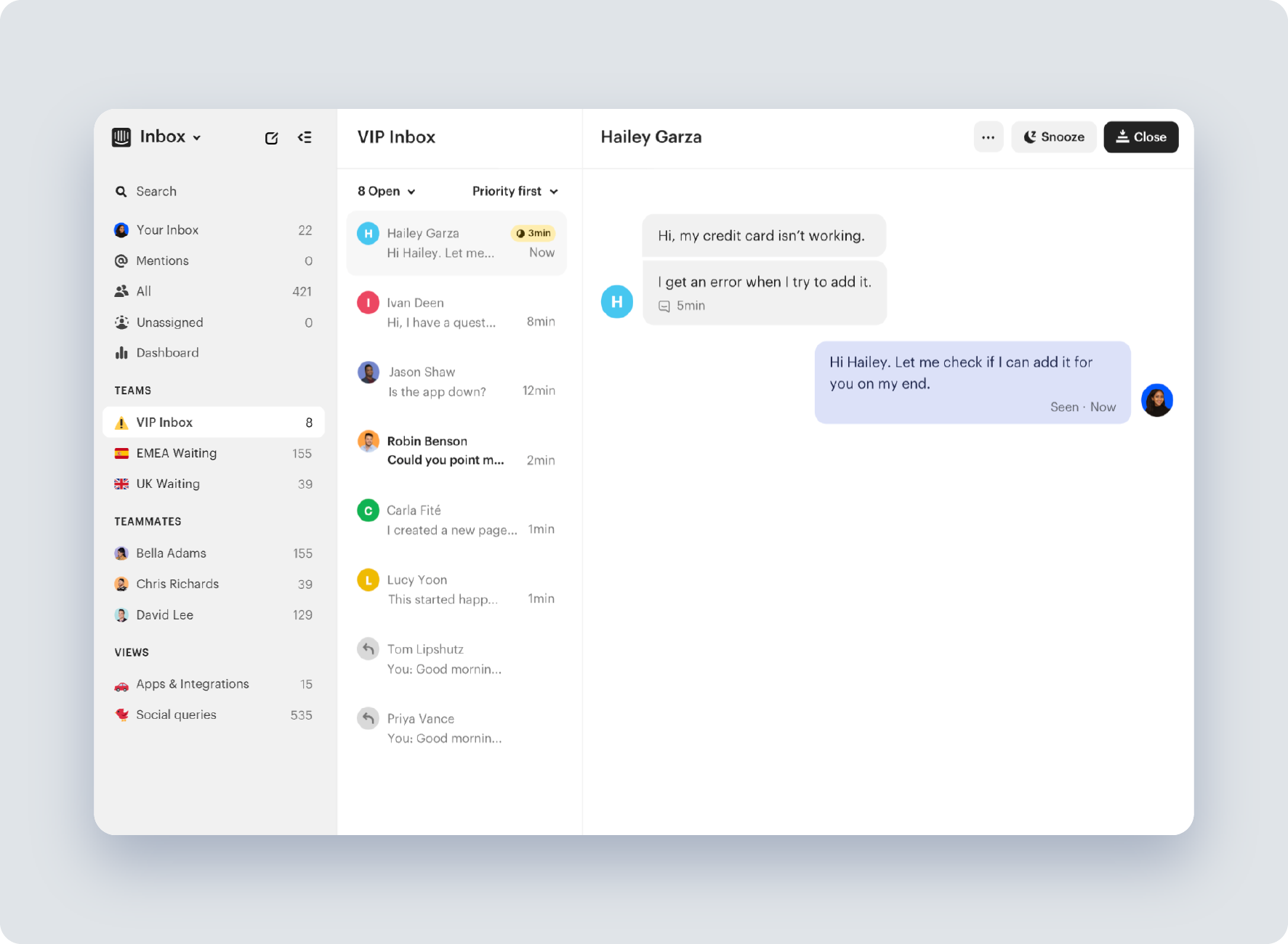 screenshot of intercom