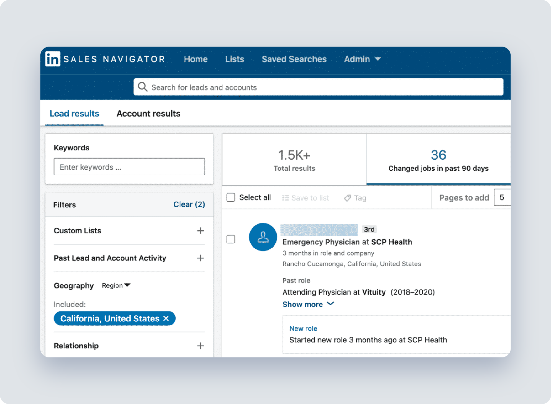 screenshot of linkedin sales navigator
                                                                                                   