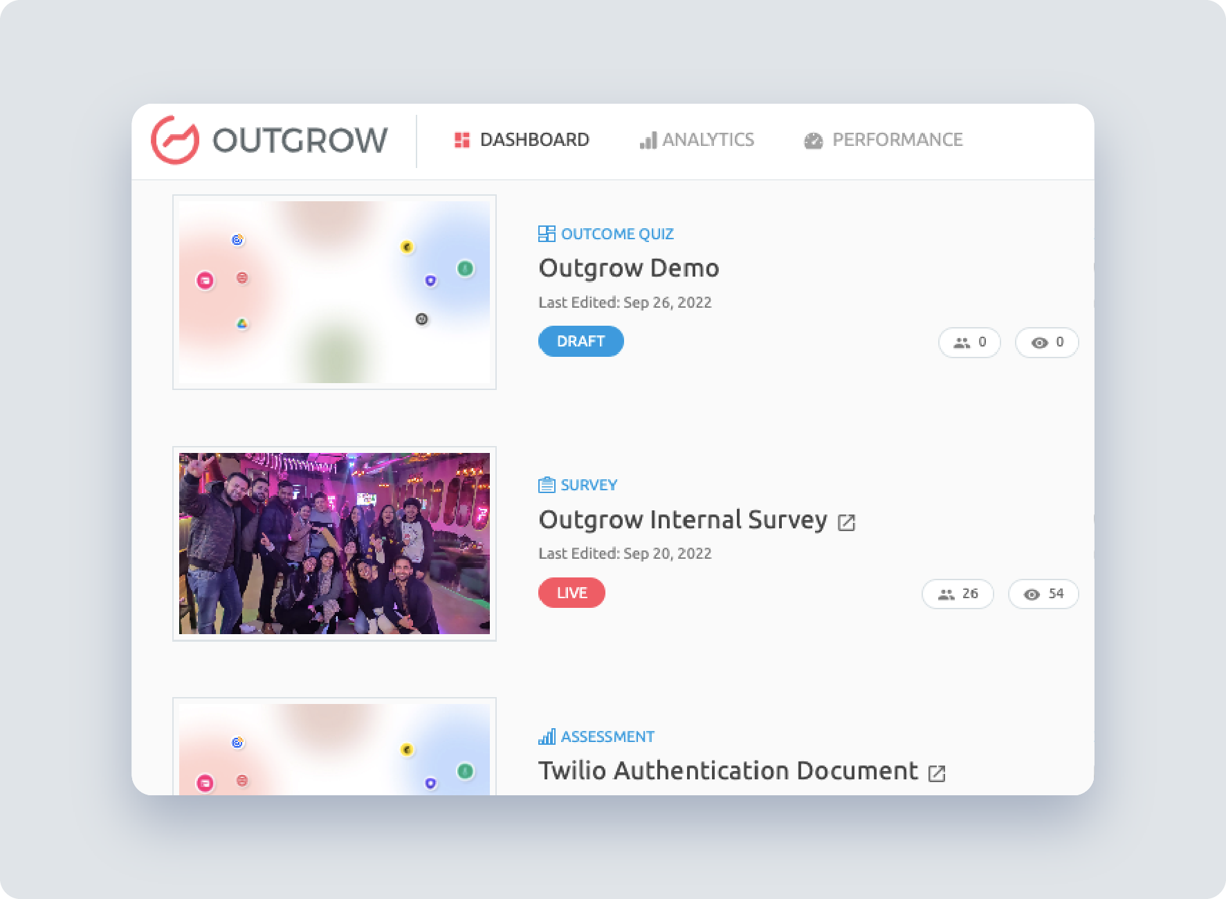 screenshot of outgrow
                                                                 